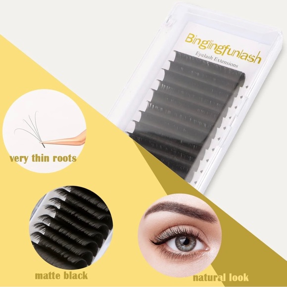 Volume Eyelash Extensions Lashes C Curl 0.07mm Blooming Single 20mm Length - Picture 6 of 7